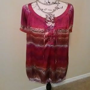 New Directions colorful animal print blouse
